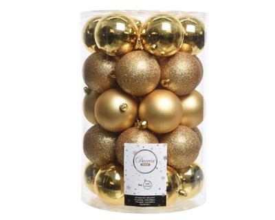 Kerstbal plastic mix dia 8 cm licht goud Decoris - Decoris