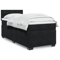 Boxspring met matras fluweel zwart 90x200 cm - thumbnail