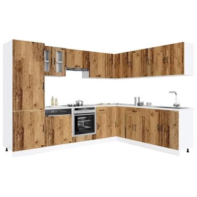 14-delige Keukenkastenset Kalmar bewerkt hout oud houtkleurig