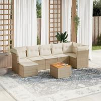 8-delige Loungeset met kussens poly rattan beige - thumbnail