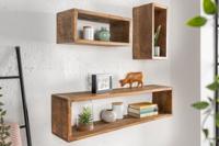 Stevige wandplank set van 3 HEMINGWAY 94cm bruin gemaakt van mangohout - 41067 - thumbnail
