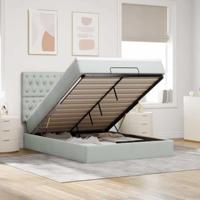 Ottoman bed met matrassen 140x200cm fluweel lichtgrijs - thumbnail