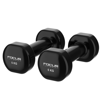 Vinyl Dumbbells - Focus Fitness - 2 x 5 kg Vinyl Dumbbells - Focus Fitness - 2 x 5 kg