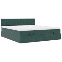 Ottoman bed met matrassen 180x200cm fluweel donkergroen - thumbnail