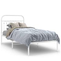 Bedframe met hoofdbord metaal wit 90x190 cm - thumbnail