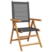 Tuinstoelen 2 st massief acaciahout en poly rattan zwart - thumbnail