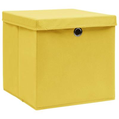 VidaXL Opbergboxen met deksel 10 st 28x28x28 cm geel