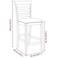 Barkrukken met kussens 2 st massief hout rubber bruin - thumbnail