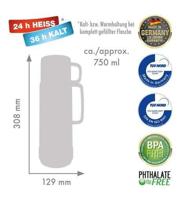 ROTPUNKT Glazen thermoskan, inhoud 0,750 l, glanzend druif (bisschopspaars) - thumbnail