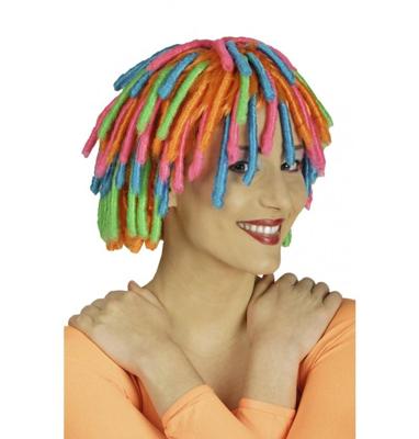 Party Pruik Rastagirl Rainbow Multikleur
