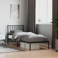 Bedframe met hoofdbord metaal zwart 80x200 cm - thumbnail