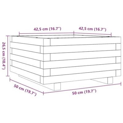 VidaXL Plantenbak 50x50x26,5 cm massief grenenhout wit