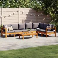 5-delige Loungeset met kussens massief acaciahout - thumbnail