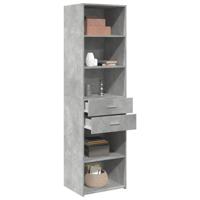 Hoge kast 50x42,5x185 cm bewerkt hout betongrijs - thumbnail