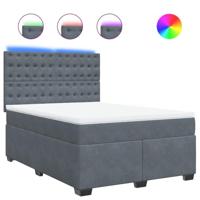 Boxspring met matras fluweel donkergrijs 140x200 cm - thumbnail
