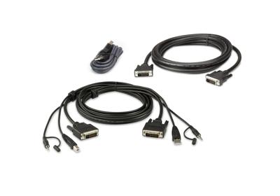ATEN KVM Aansluitkabel [1x DVI-D-stekker, USB-A 2.0 stekker, Jackplug male 3,5 mm - 1x DVI-D-stekker, USB 2.0 bus A, Jackplug male 3,5 mm] 3.00 m Zwart