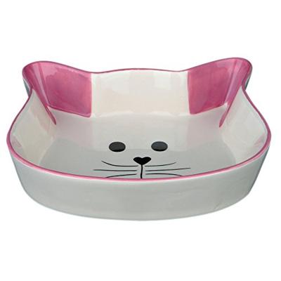 TRIXIE VOERBAK / WATERBAK KATTENHOOFD MET GEZICHT KERAMIEK ASSORTI 15X10 CM 200 ML 4 ST