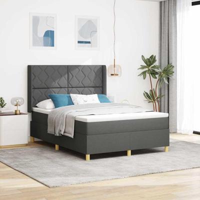 Boxspring bed met matras Grijs 140 x 190 cm Stof