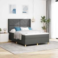 Boxspring bed met matras Grijs 140 x 190 cm Stof - thumbnail