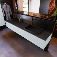 Badkamermeubelset Mondiaz Erin 200 cm met 2 Lades met RIDGE Wastafel Rechts Urban met 1 kraangat Greeploos Mat Clay - thumbnail