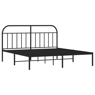 Bedframe met hoofdbord metaal zwart 183x213 cm