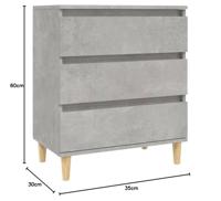 Dressoir 60x35x70 cm bewerkt hout betongrijs - thumbnail