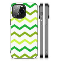 iPhone 14 Pro Max Back Case Zigzag Groen - thumbnail