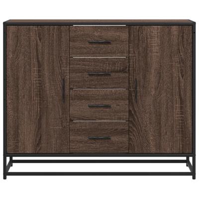 Dressoir 92x35x76 cm bewerkt hout bruin eikenkleurig