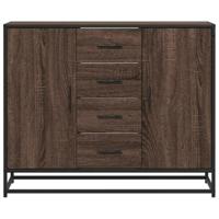 Dressoir 92x35x76 cm bewerkt hout bruin eikenkleurig - thumbnail