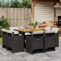 9-delige Tuinset poly rattan zwart - thumbnail