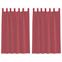 Gordijnen voile met roedezakken 2 st wijnrood - thumbnail