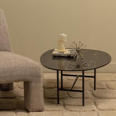 WOOOD Salontafel 'Vajen' Marmerlook, 70 x 70cm, kleur Zwart