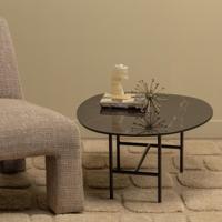 WOOOD Salontafel 'Vajen' Marmerlook, 70 x 70cm, kleur Zwart - thumbnail