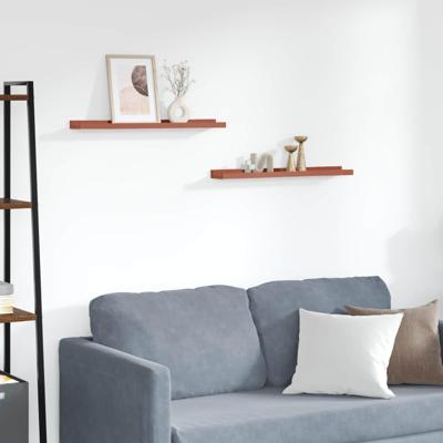 Wandplank met plank 2 pcs Rood 60 x 9 x 3 cm Bewerkt hout