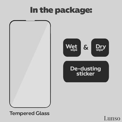 Lunso - iPhone 14 Pro Max - Gehard Beschermglas - Full Cover Screenprotector - Black Edge Lunso - iPhone 14 Pro Max - Gehard Beschermglas - Full Cover Screenprotector - Black Edge