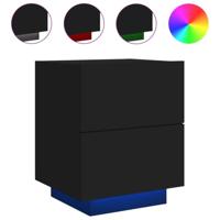 Nachtkastjes met LED-verlichting 2 st bewerkt hout zwart - thumbnail