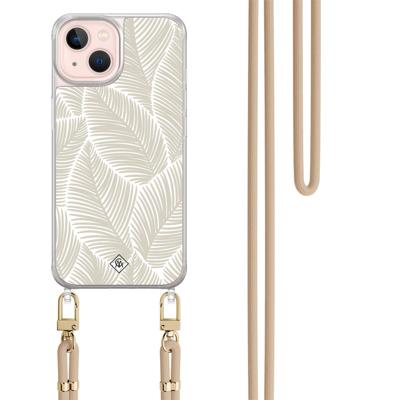 iPhone 13 hoesje met beige koord - Palm leaves beige iPhone 13 hoesje met beige koord - Palm leaves beige