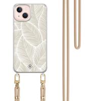 iPhone 13 hoesje met beige koord - Palm leaves beige - thumbnail
