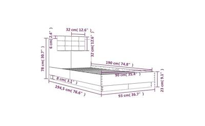 Bedframe met hoofdeinde bewerkt hout sonoma eiken 90x190 cm Bedframe met hoofdeinde bewerkt hout sonoma eiken 90x190 cm