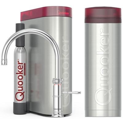 Quooker Classic Fusion Round Keukenkraan Set - Kokend Warm- en Koud Water - Chroom - Inclusief PRO3 Reservoir & CUBE - Direct Gekoeld Bruisend Water