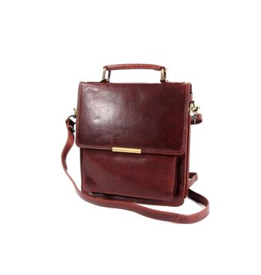 Strak leren 2 vaks hand schoudertas cognac Strak leren 2 vaks hand schoudertas cognac