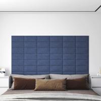 Wandpanelen 12 st 0,54 m 30x15 cm stof blauw - thumbnail