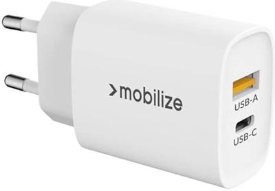 Mobilize Wall Charger USB-C + USB 25W with PD/PPS White