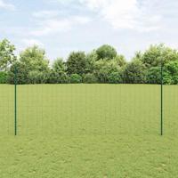 VidaXL Hek met paal groen 1,4 x 10 m staal en pvc - thumbnail