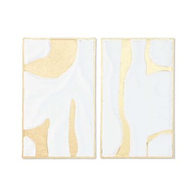 Wanddecoratie Home ESPRIT Wit Gouden Modern 48 x 2,5 x 80,5 cm (2 Stuks)
