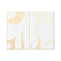 Wanddecoratie Home ESPRIT Wit Gouden Modern 48 x 2,5 x 80,5 cm (2 Stuks) - thumbnail