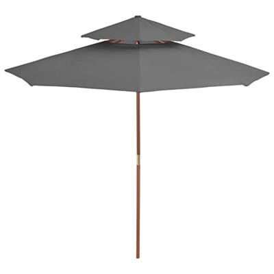 VidaXL Parasol dubbeldekker met houten paal 270 cm antraciet