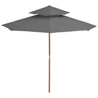 VidaXL Parasol dubbeldekker met houten paal 270 cm antraciet - thumbnail