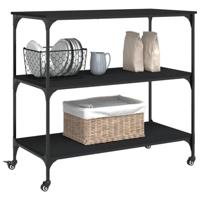 Keukentrolley 102x50x95 cm bewerkt hout zwart - thumbnail