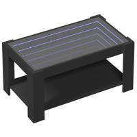 Salontafel met LED 93x53x45 cm bewerkt hout zwart - thumbnail